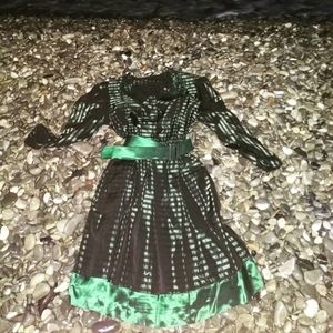 Vintage green and black silky dress gothic victorian